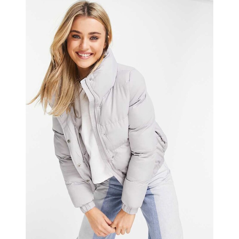 Brave Soul slay puffer jacket in light grey 115527349