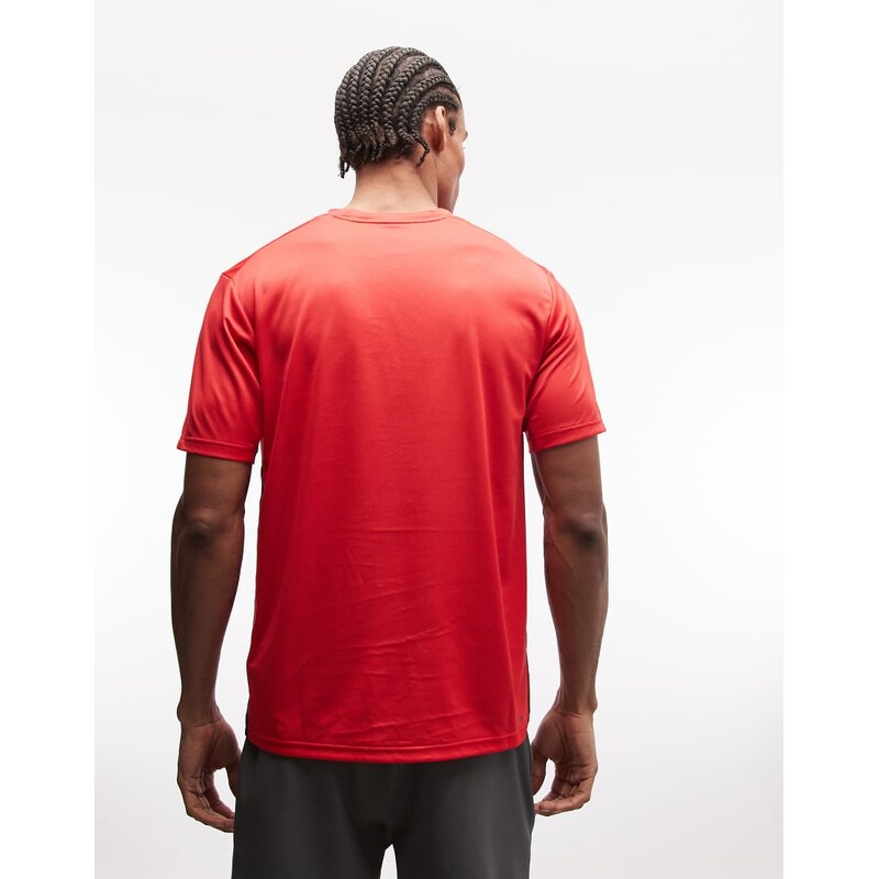 adidas performance adidas Training Essentials 3 stripe t-shirt in red-Black