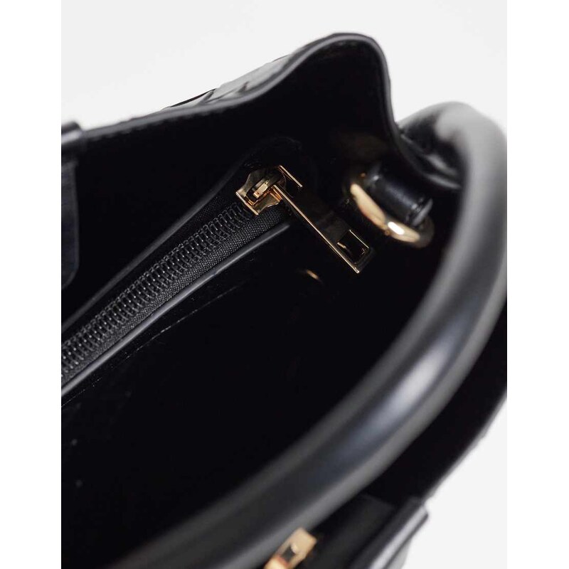 ASOS DESIGN weave bucket bag with detachable cross body strap in black