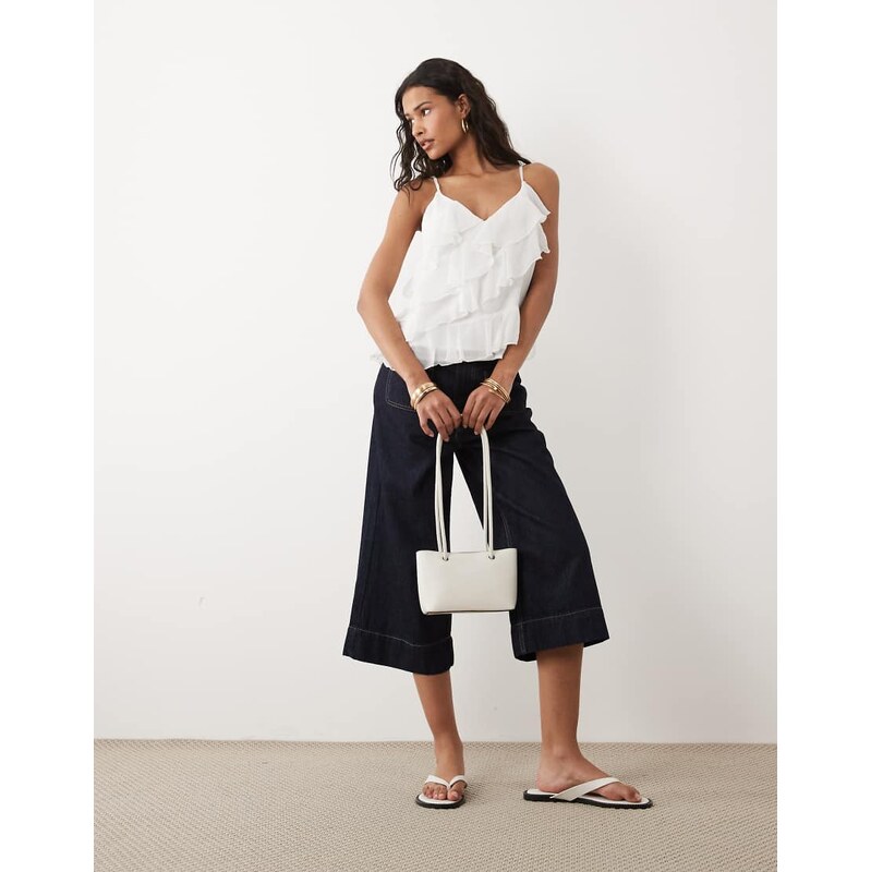 Vila ruffle cami top in white 115527531
