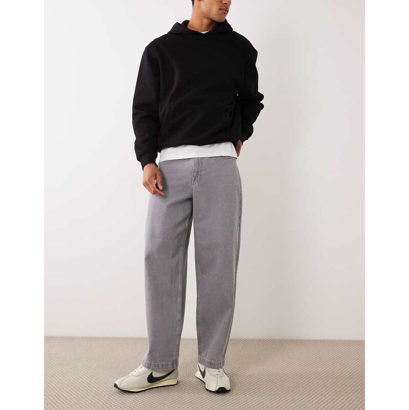 ASOS DESIGN loose straight jeans in washed grey