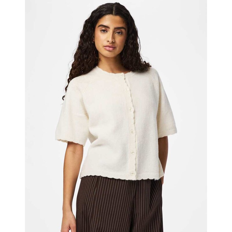 Pieces Knitted cardigan in birch-Neutral 115527565
