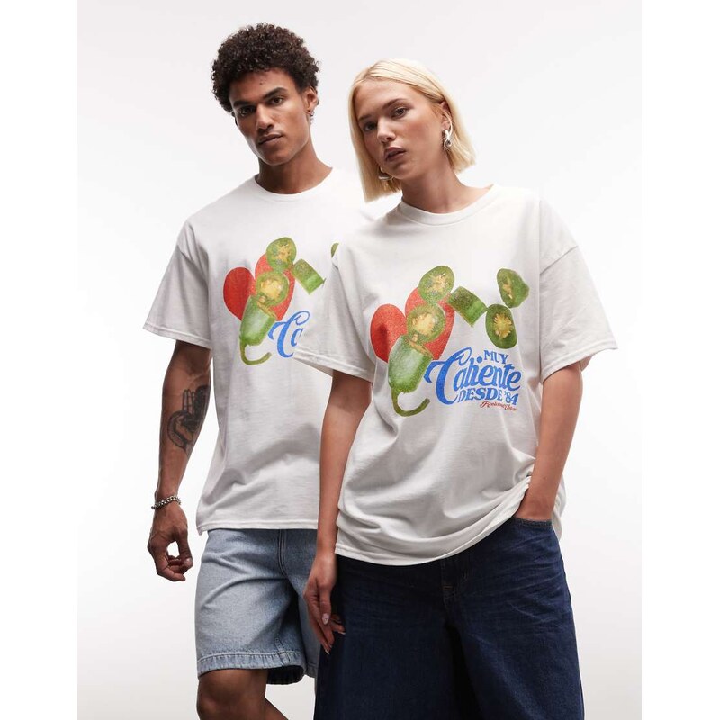 Reclaimed Vintage unisex chilli graphic t-shirt in white