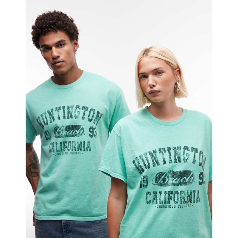 Reclaimed Vintage unisex retro college t-shirt in mint-Green