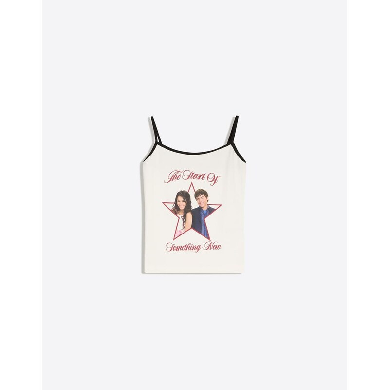 Bershka High school musical print strappy top in white
