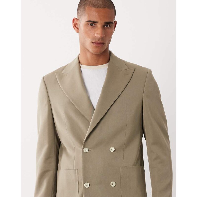 ASOS DESIGN regular suit jacket in khaki-Green