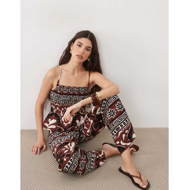 New Look co-ord palm beaded cami top in red 115730664