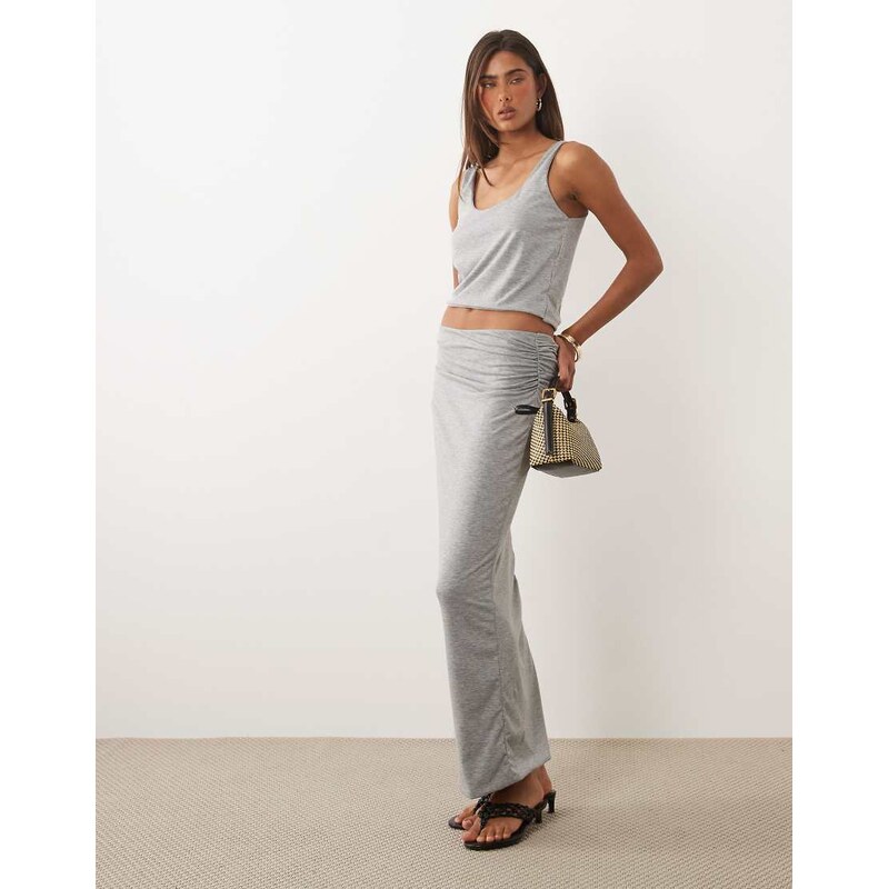Missyempire ruched waist detail maxi skirt co-ord in grey 115730710