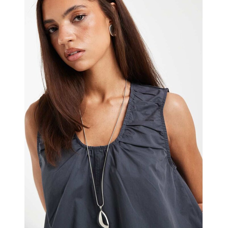 Bronze Snake Kyla scoop neck smock top in grey 115529560