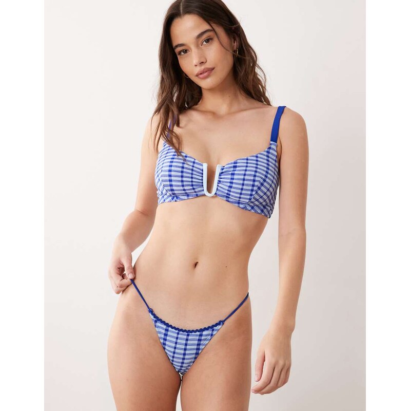 ASOS DESIGN Fuller Bust Gigi textured u-wire bikini top in