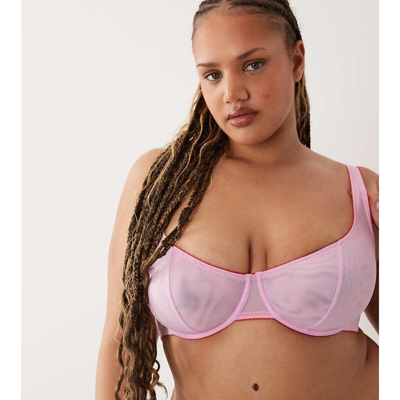 ASOS Curve ASOS DESIGN Curve Marley sheer mesh high apex balcony 115529536