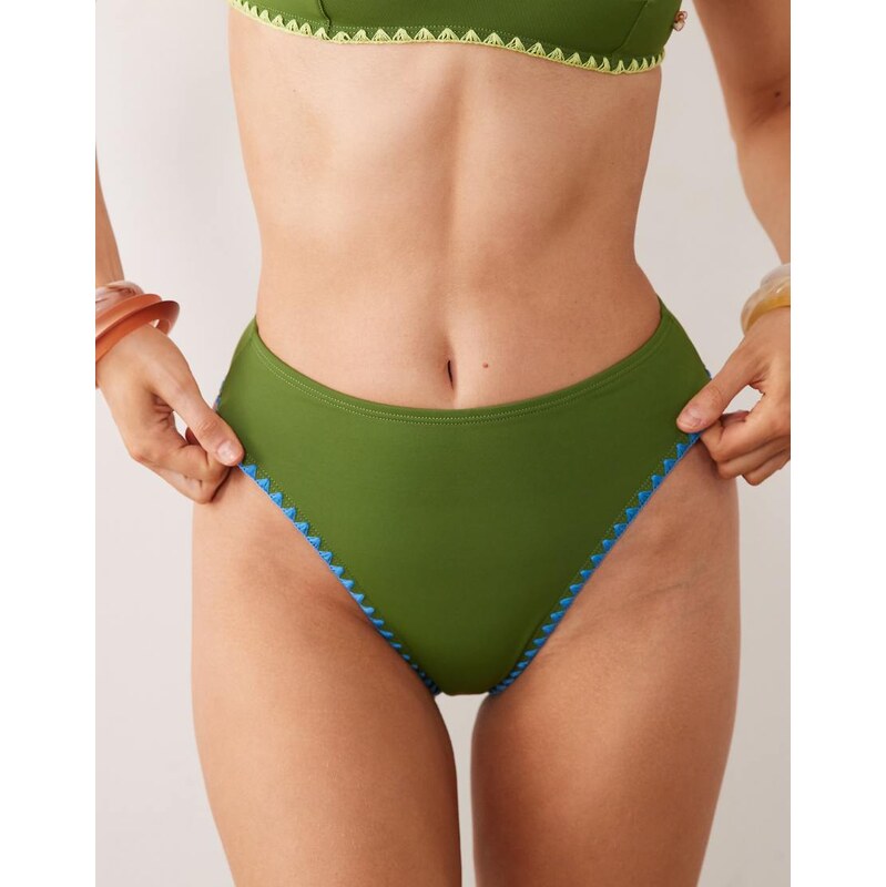 ASOS DESIGN Farrah fish high leg high waist bikini bottom with