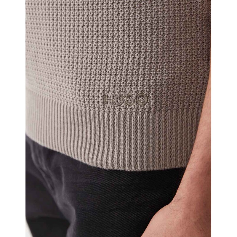 HUGO Red knitted jersey top in brown