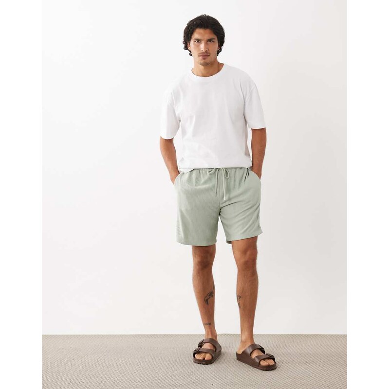 ASOS DESIGN oversized ribbed short in green
