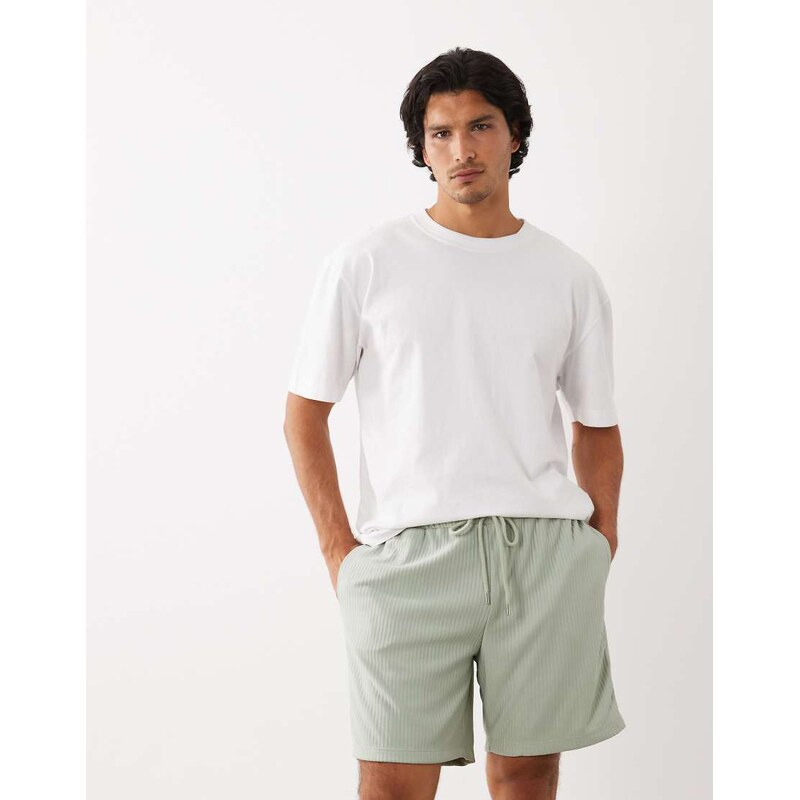 ASOS DESIGN oversized ribbed short in green