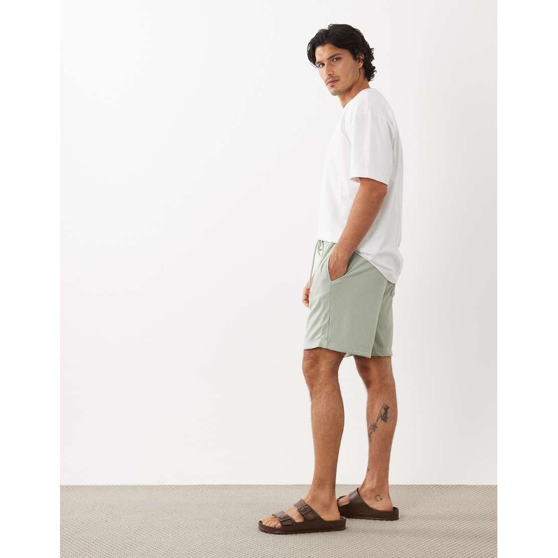 ASOS DESIGN oversized ribbed short in green