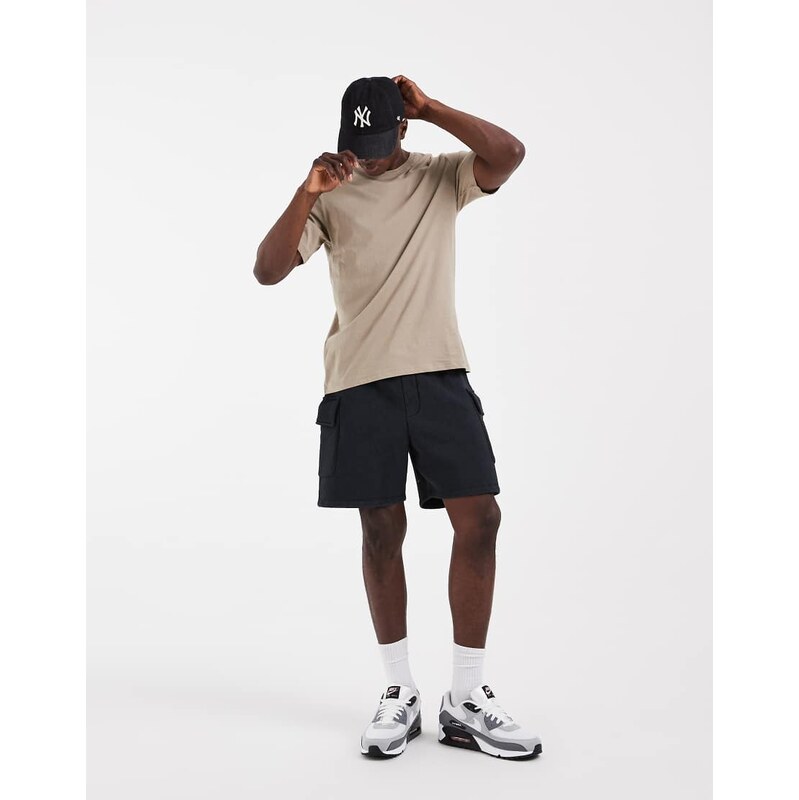 ASOS DESIGN slim fit cargo jersey shorts in washed black