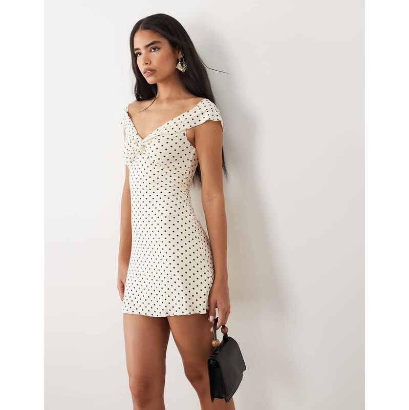 Tiger Mist Denali ruffle sleeve sweetheart neckline mini dress
