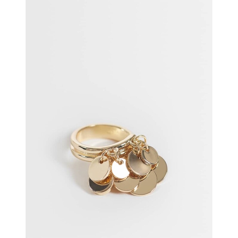 Reclaimed Vintage disc charm ring in gold 115529589