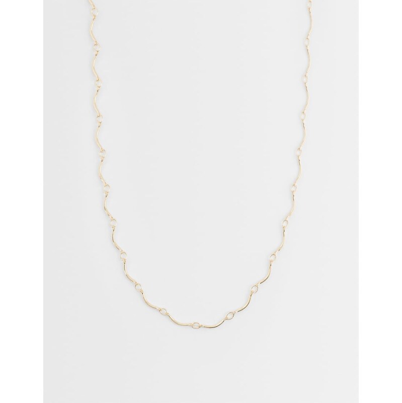ASOS DESIGN dainty necklace with wavy chain in gold tone 115529623