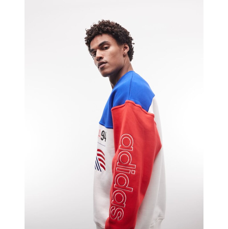 adidas performance Graphic sweatshirt in royal blue / cloud white 115529642