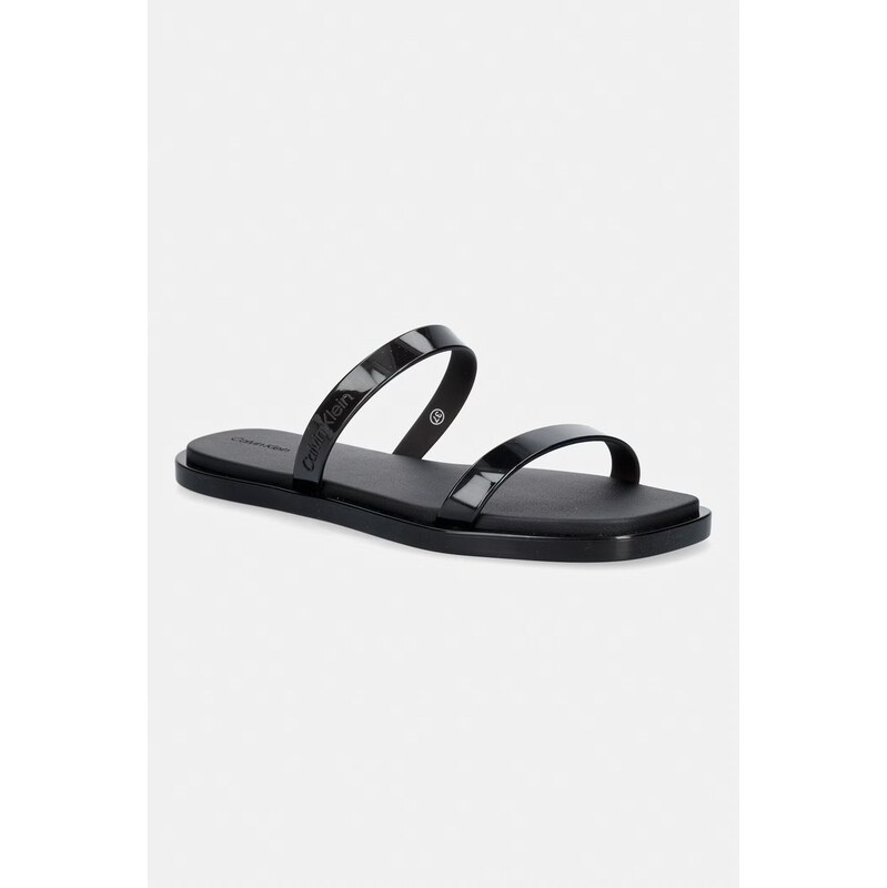 Calvin Klein pantofle dámské JELLY SNDL DOUB BAR SHINY ST TPU