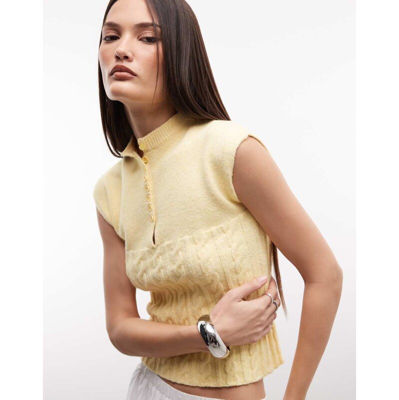 Susmies orchid button down knit top in butter yellow 115532117