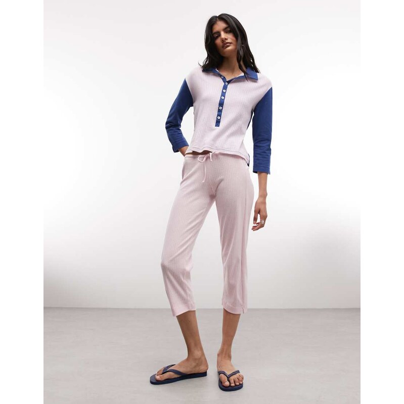 Susmies Susmies dandelion pointelle trousers in pink co-ord