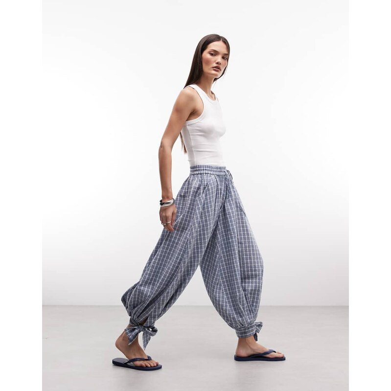 Susmies magnolia balloon trouser in blue check 115532123