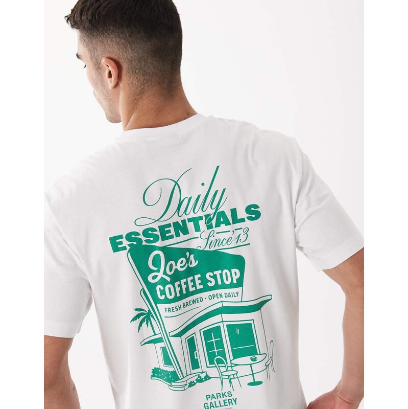 ONLY & SONS relaxed fit t-shirt with coffee shop back print in