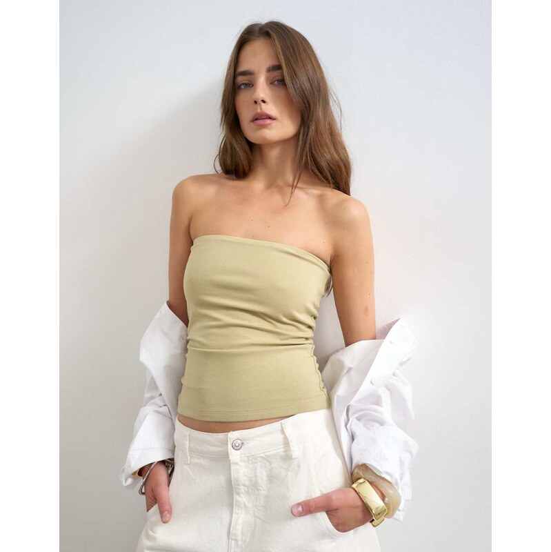 Topshop bandeau in khaki-Green