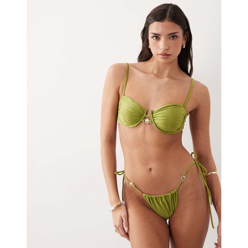 Candypants tieside bikini bottom in olive green