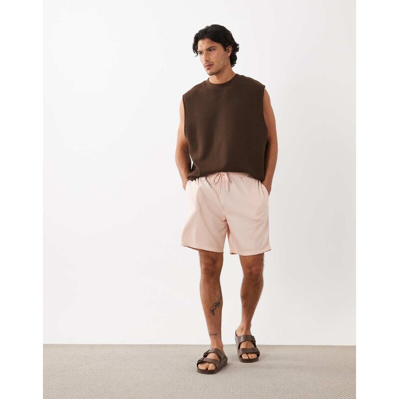 ASOS DESIGN oversized ribbed short in pink