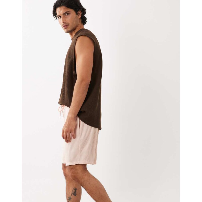 ASOS DESIGN oversized ribbed short in pink