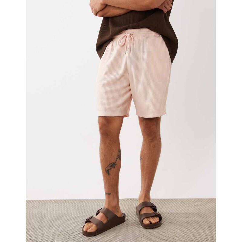 ASOS DESIGN oversized ribbed short in pink