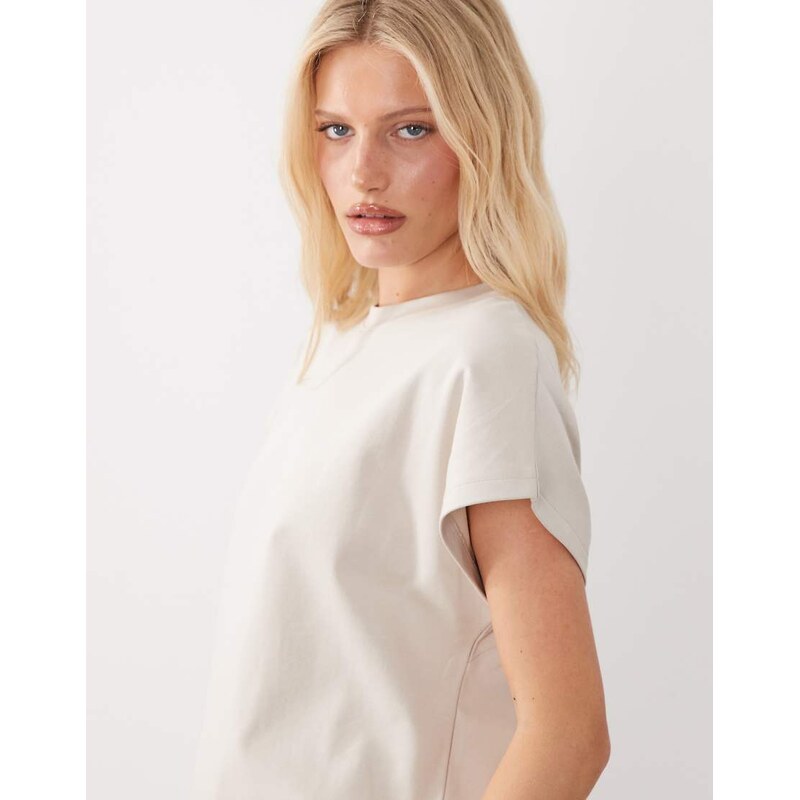 JDY oversized t-shirt co-ord in stone-Neutral