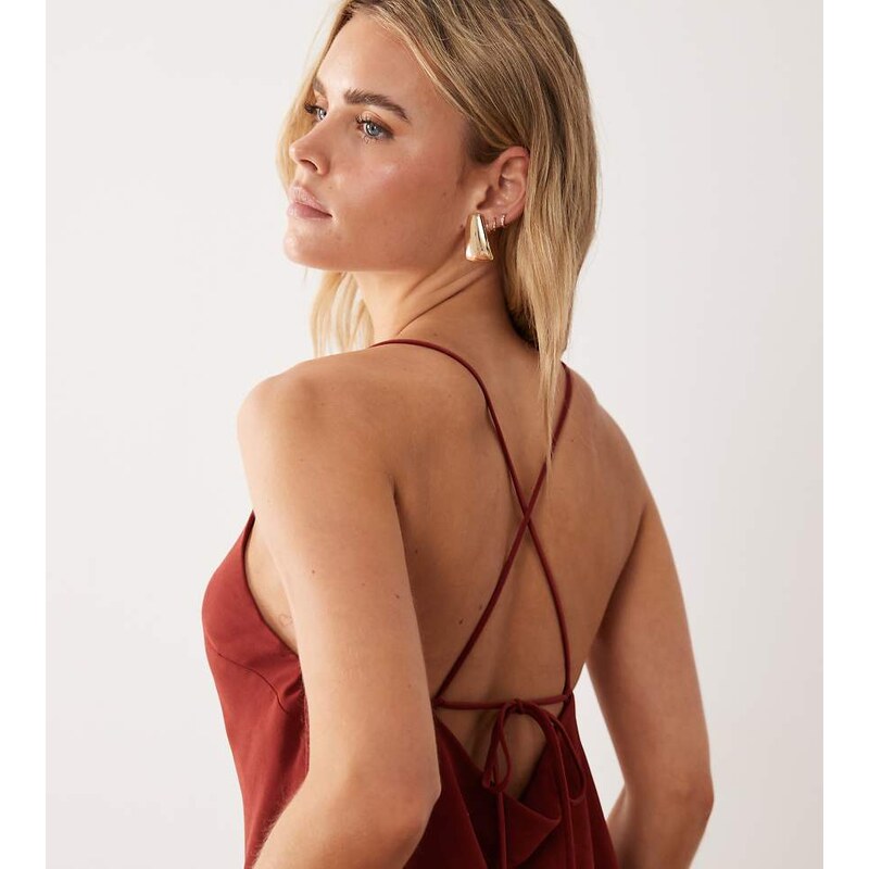 ASOS Petite ASOS DESIGN Petite hybrid satin panel cami maxi dress in 115532159
