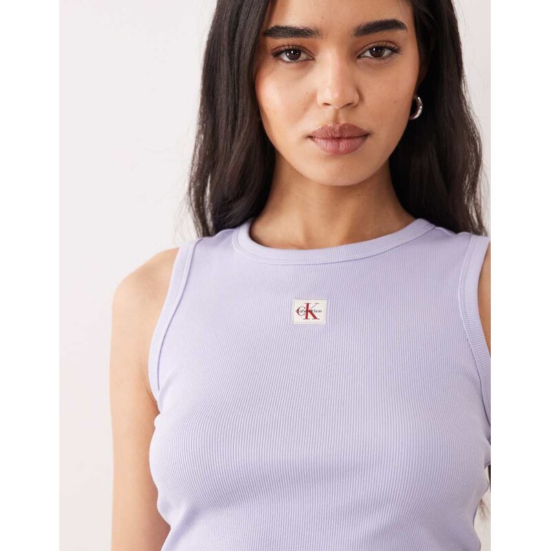 Calvin Klein Jeans rib tank top in sky blue