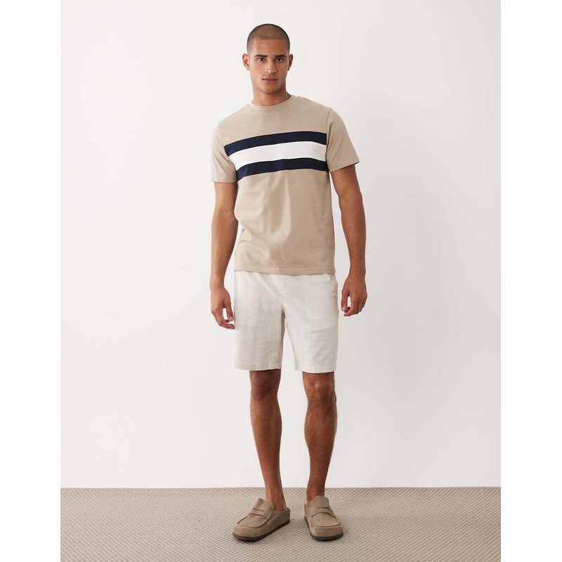 ASOS DESIGN heavyweight regular fit t-shirt with contrast panels in beige-Neutral