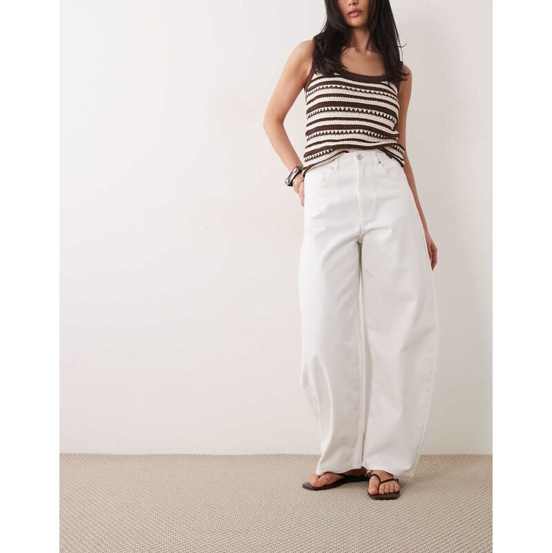 ASOS DESIGN high waisted barrel jean in white