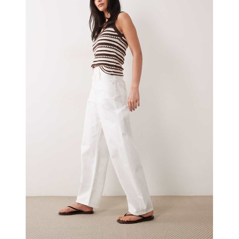 ASOS DESIGN high waisted barrel jean in white