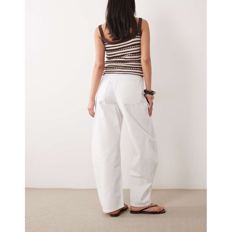 ASOS DESIGN high waisted barrel jean in white