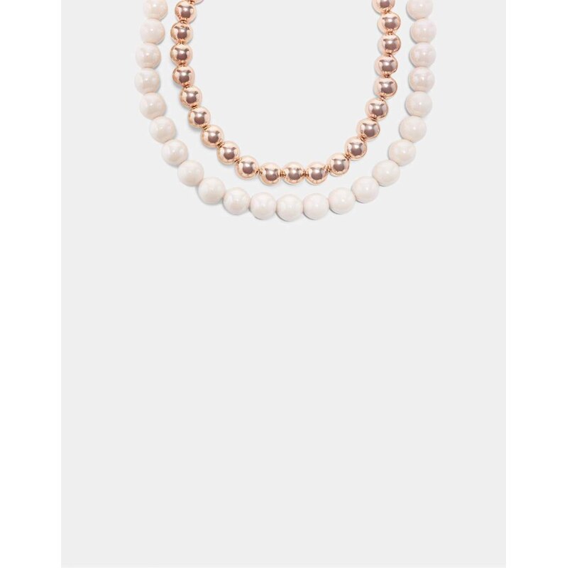 Stradivarius Set of 2 bead necklaces in ecru-White 115532302