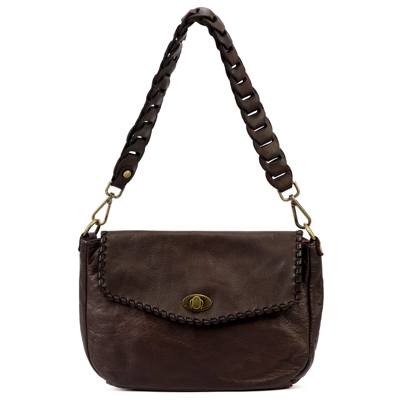 VS Kožená kabelka Vintage Style 045 tmavě hnědá 115531598