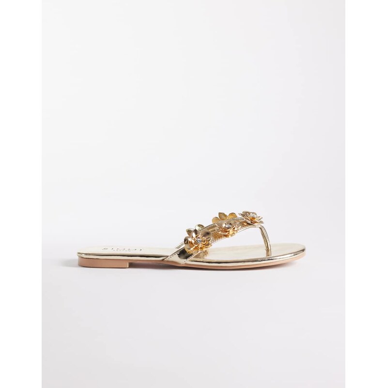 SIMMI Shoes Simmi London Carissa toe thong flat sandals with appliques 115723326