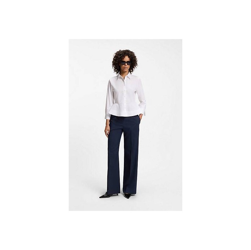 HUGO Slim-fit blouse in cotton with peplum hem 115685427