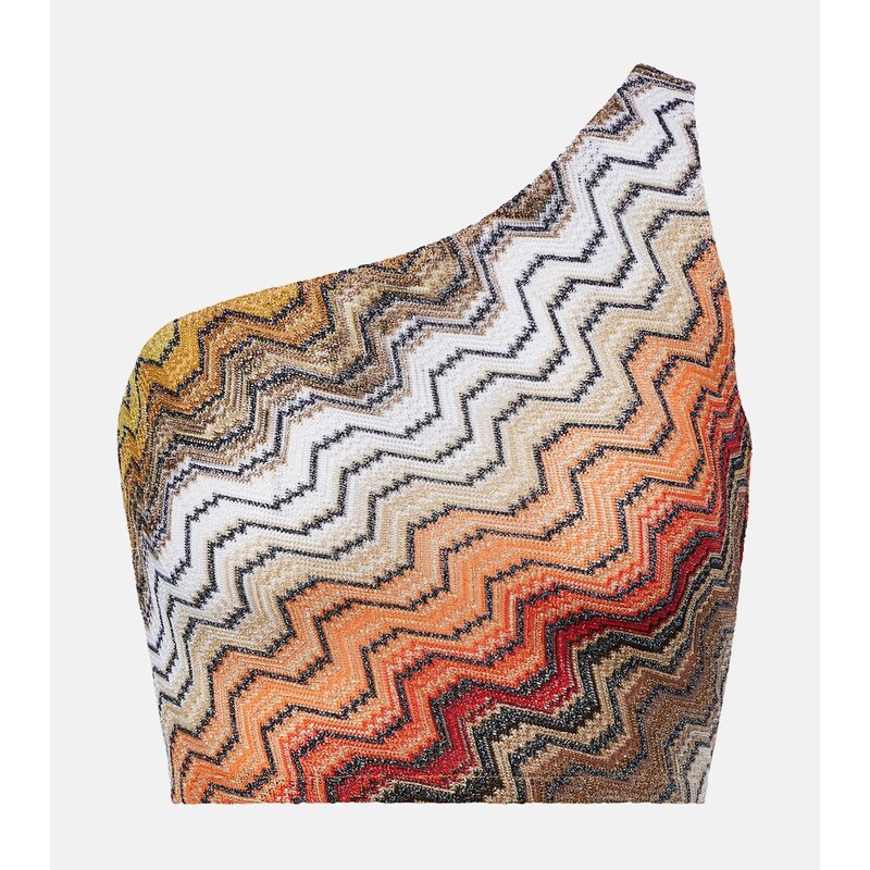 Missoni One-shoulder lamÃ crop top