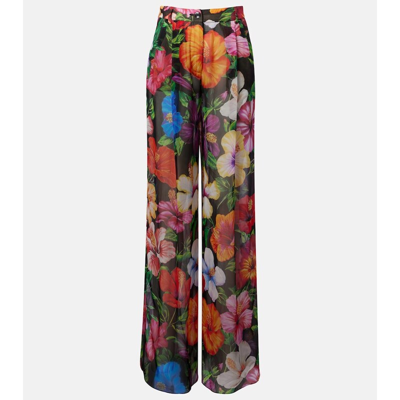Dolce&Gabbana Floral silk chiffon wide-leg pants