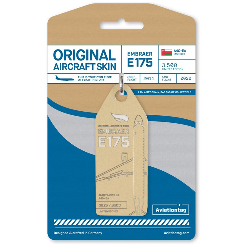 AVIATIONTAG přívěšek z letadla Embraer E175 A40 EA zlatý 115534127