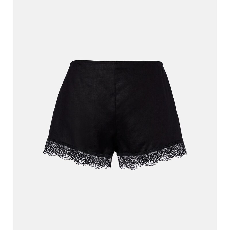 Staud Von lace-trimmed linen shorts